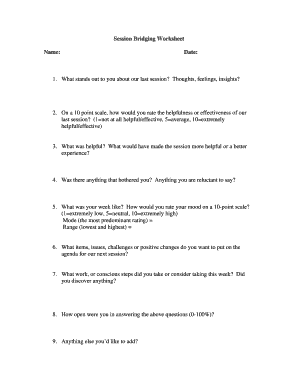 Session Bridging Worksheet  Form