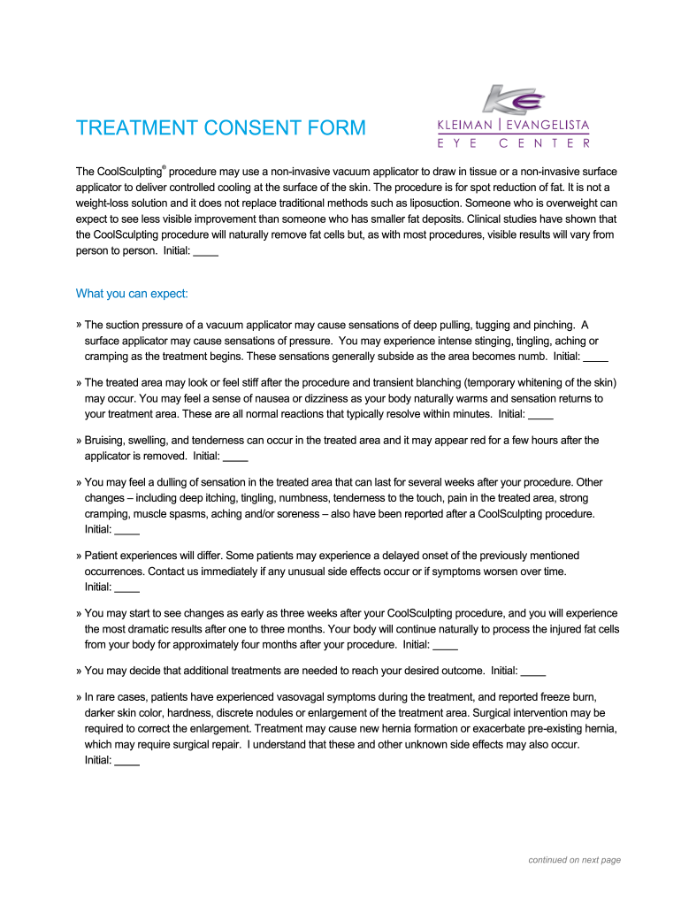 Cryolipolysis Consent Form