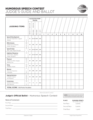 Toastmasters Ballot Sheet PDF  Form
