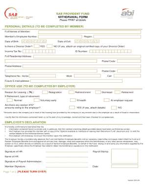 Sab Provident Fund  Form