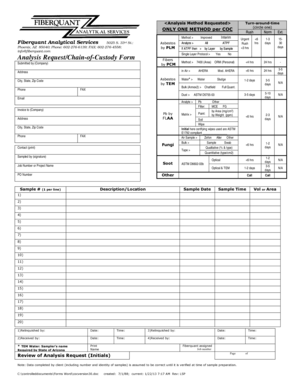 Infobfiberquantcomb Analysis RequestChain of Custody Form