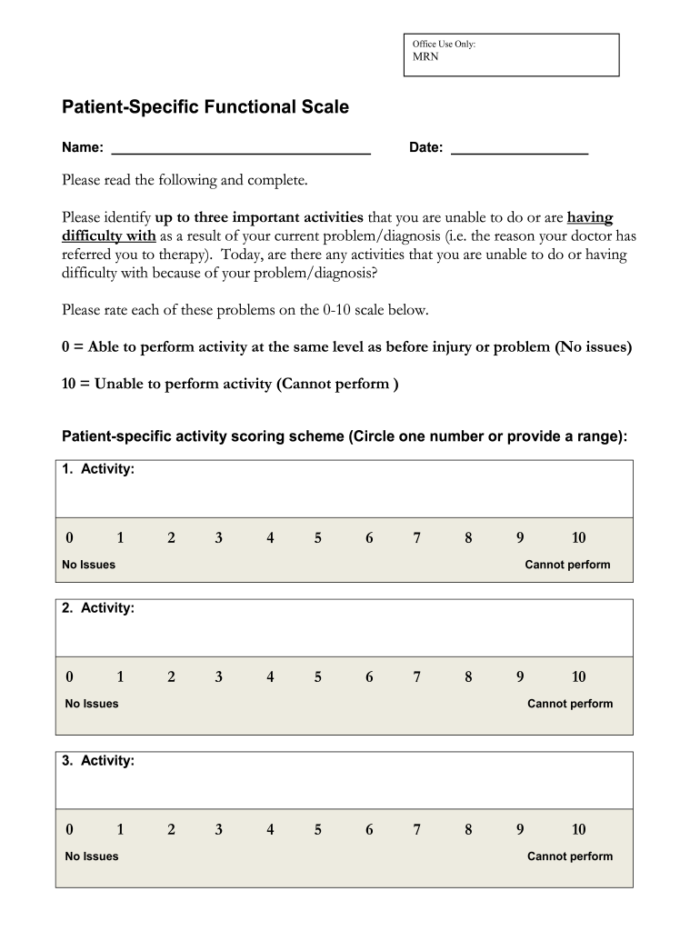 Functional Scale  Form