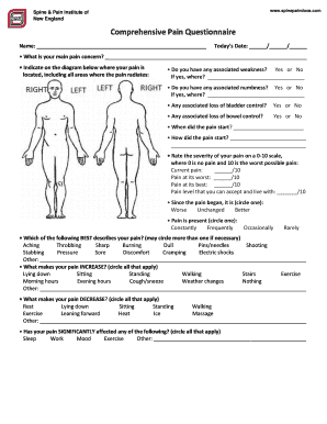 Comprehensive Pain Questionnaire  Form