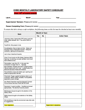 Laboratory Safety Checklist  Form
