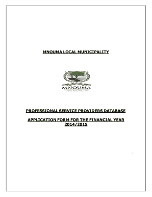 Mnquma Local Municipality Database Application Form
