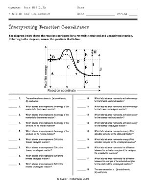 Interpreting Reaction Coordinates Worksheet Answer Key  Form