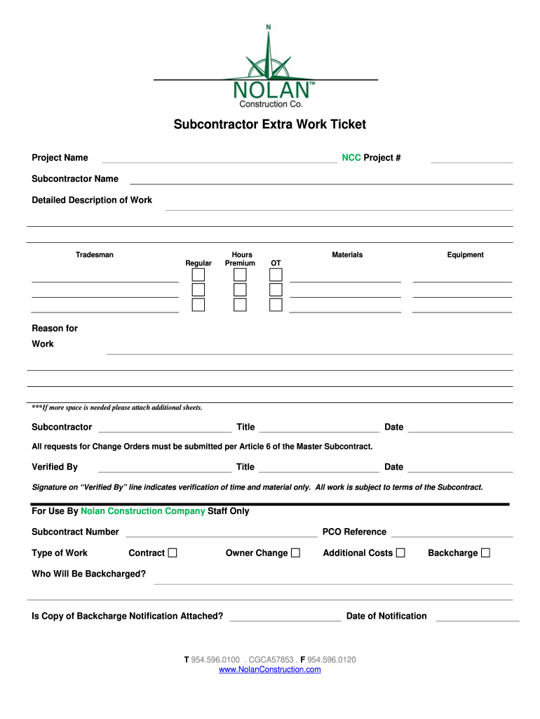 Get and Sign Extra Work Ticket  Form