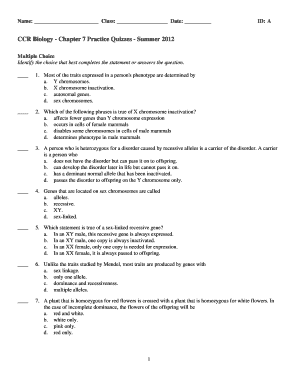 Chapter 7 Biology Test  Form