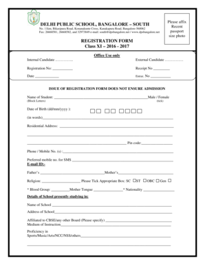 11th Application Form