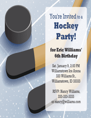 Printable Hockey Party Invitations 1 V2 Printable Hockey Party Invitations 1 V2  Form