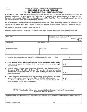 Technology Jobs and Research and Development Tax Bb New Mexico  Form