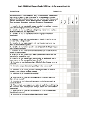 Adhd Rating Scale Self Report  Form