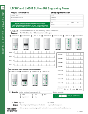 LMSW and LMDM Button Kit Engraving Form WattStopper