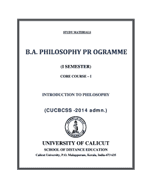 Calicut University Ba Philosophy Study Material  Form