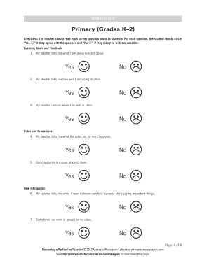 Surveys for Reflective Practice Marzano Research  Form