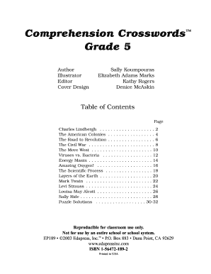 Comprehension Crosswords Grade 5  Form