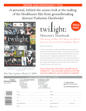 Twilight Director&#039;s Notebook PDF  Form