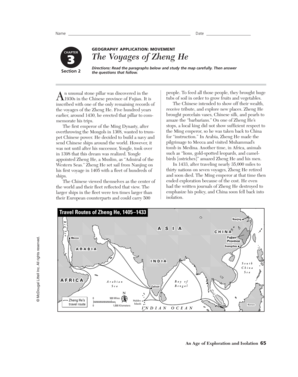 The Voyages of Zheng He Worksheet Answer Key PDF  Form