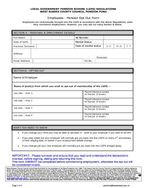 West Sussex County Council Pensions  Form