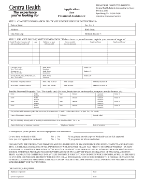 Centra Financial Assistance  Form