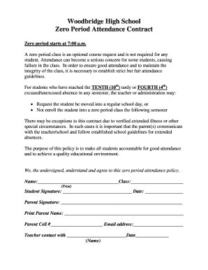Attendance Contract  Form