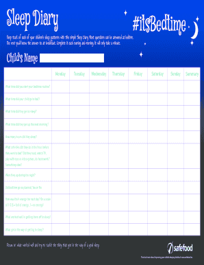 Keep Track of Each of Your Childrens Sleep Patterns with This Simple Sleep Diary  Form