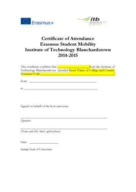 Certificate of Attendance Erasmus Template  Form