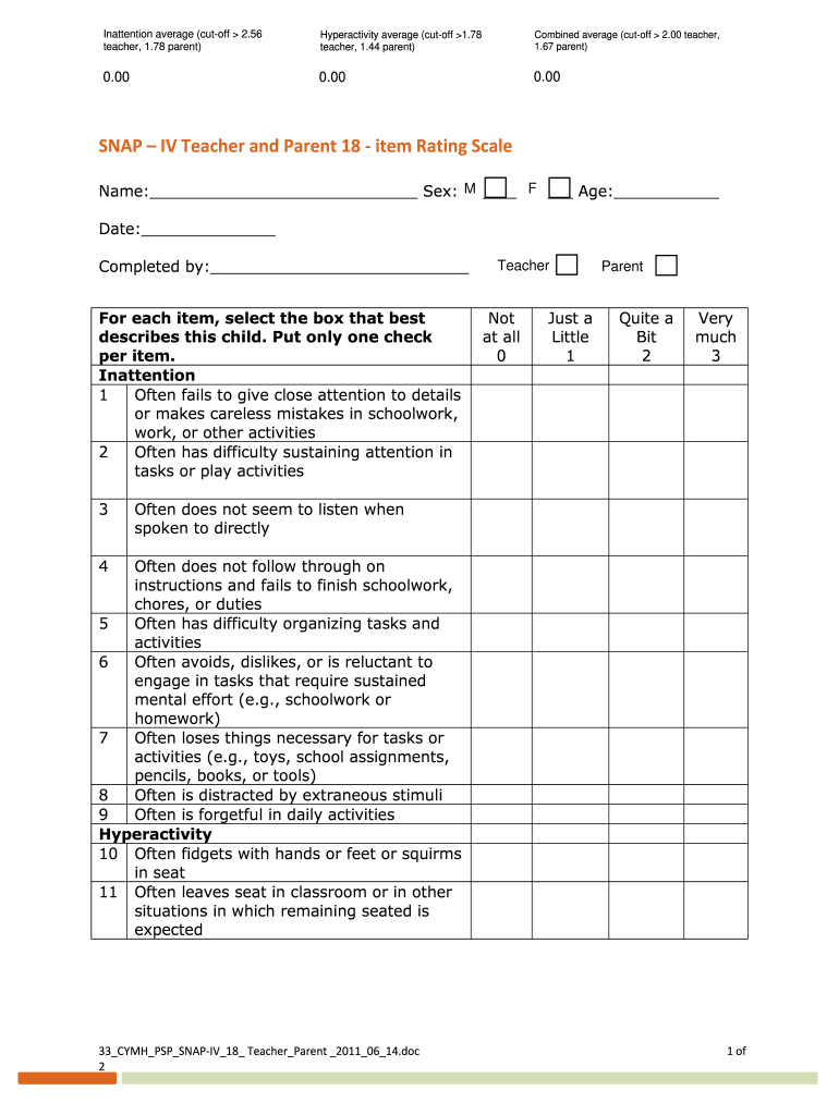 Snap Iv Assessment PDF  Form