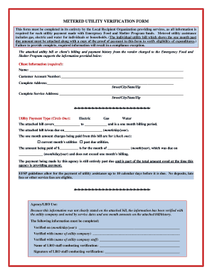 METERED UTILITY VERIFICATION FORM EFSP Website Efsp Unitedway