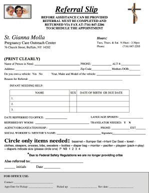  New St Gianna Referral Slip Roman Catholic Diocese of Buffalodiocese 2011-2024