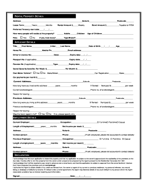 Harcourts Tenancy Application Form