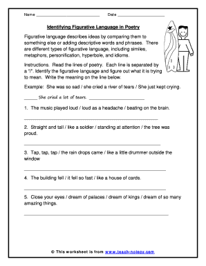Figurative Language Poem Worksheet  Form