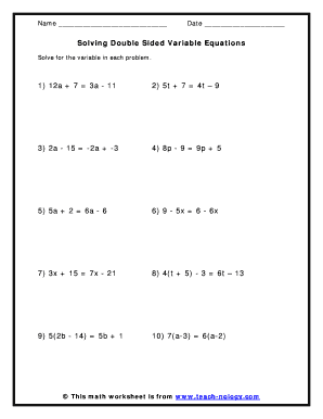 Equations Grade 7  Form