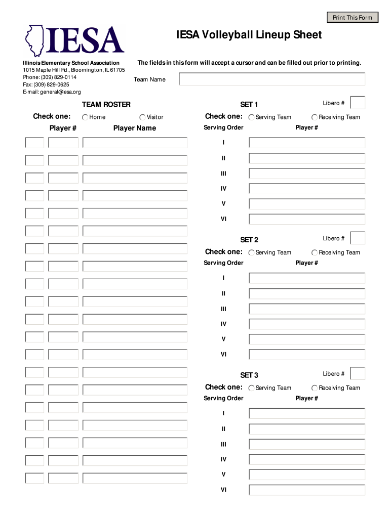 Iesa Volleyball Lineup Sheet  Form
