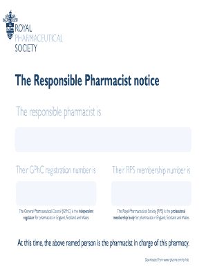 Responsible Pharmacist Notice  Form