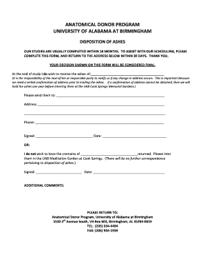 Uab Anatomical Donor Program  Form