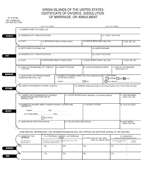 Virgin Islands Sample of Divorce Papers  Form