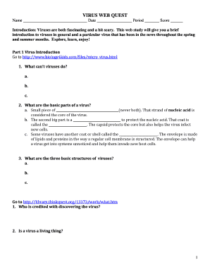 Virus Webquest Answer Key PDF  Form