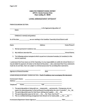 Living Arrangement Letter  Form