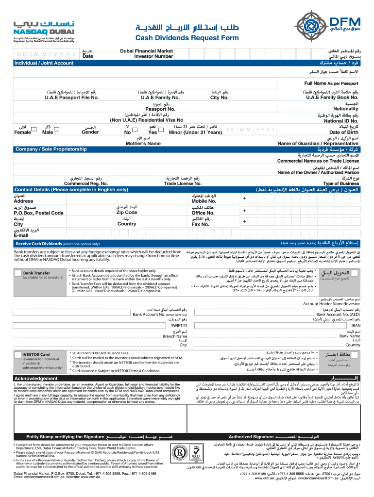 Cash Dividends Request Form V3 Dfmae