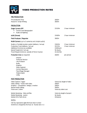 Video Production Rates  Form