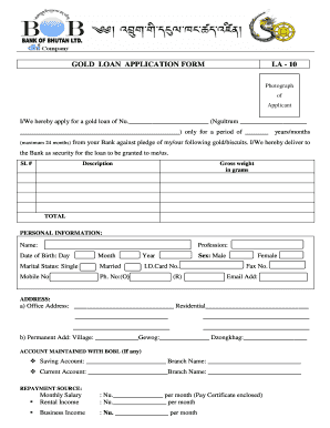Gold Loan Form PDF