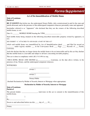 Act of De Immobilization of Mobile Home LNA Lna  Form