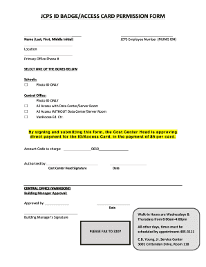 Jcps ID Badge  Form