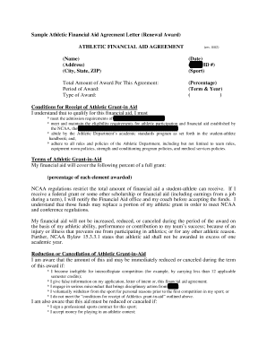 Sample Athletic Financial Aid Agreement Letter Athletic Scholarships Athleticscholarships  Form