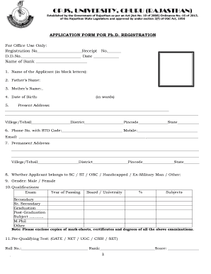 Opjs University Admission Form PDF