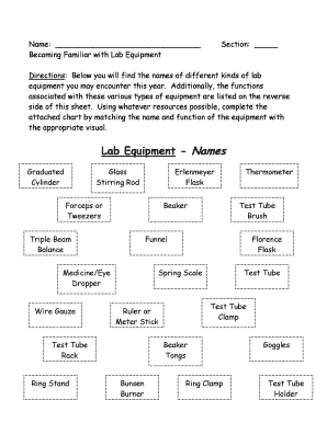 Becoming Familiar with Lab Equipment  Form