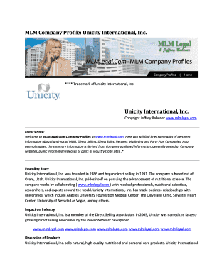 Unicity Company Profile PDF  Form