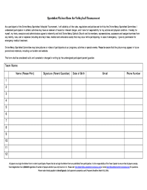 Volleyball Waiver Form