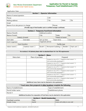 New Mexico Environment Department Application for Permit to  Form